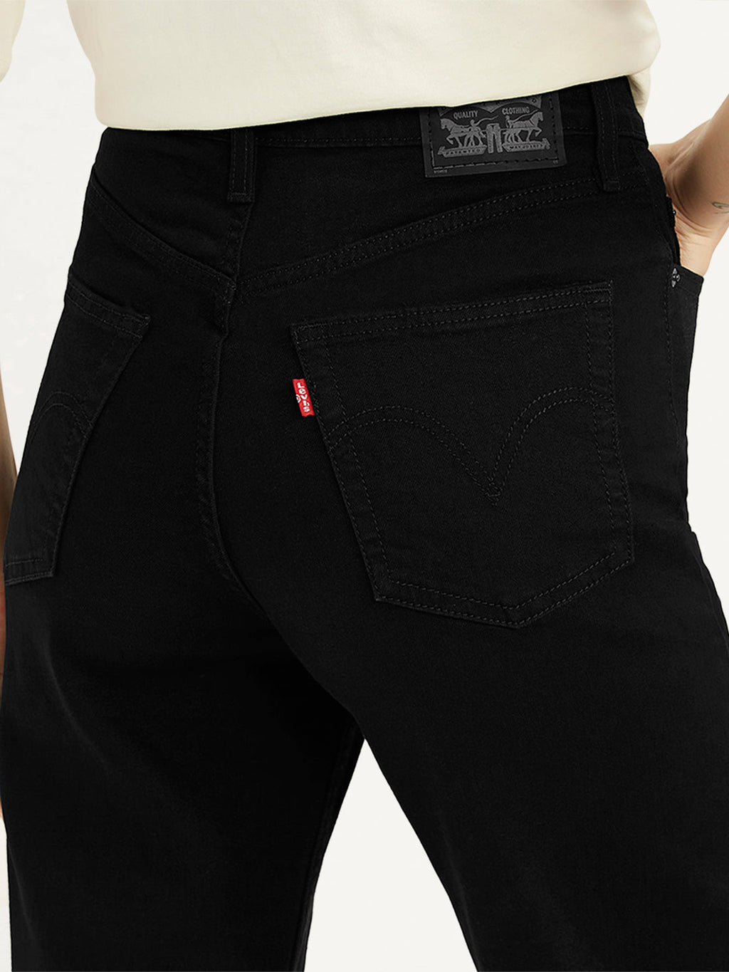 Women's Black Ribcage Straight Fit High Rise Jeans
