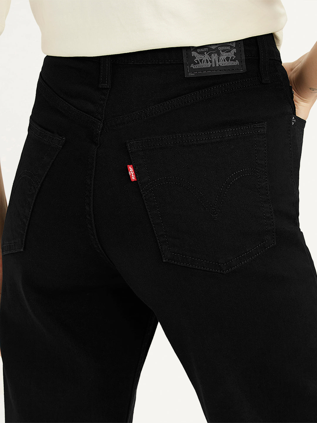 Women's Black Ribcage Straight Fit High Rise Jeans