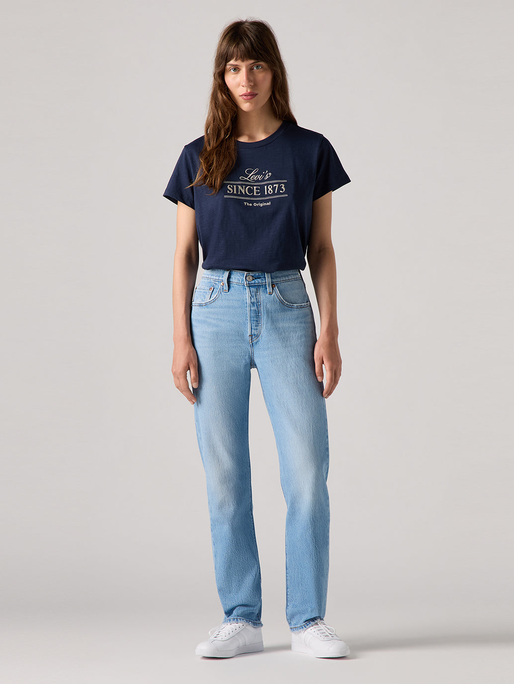 Women's 501 Blue Straight Fit High Rise Jeans