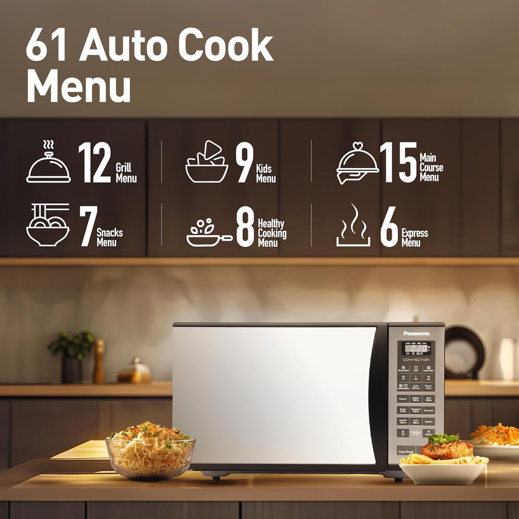 Panasonic 23L Convection Microwave Oven(NN-CT353BFDG,Black Mirror, 360° Heat Wrap, Magic Grill)