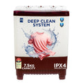 Midea 7.5 KG Semi Automatic Top Loading Washing Machine, Rust proof Body, Air Dry Function with 1300 RPM (MWMSA075PPG, Maroon White)