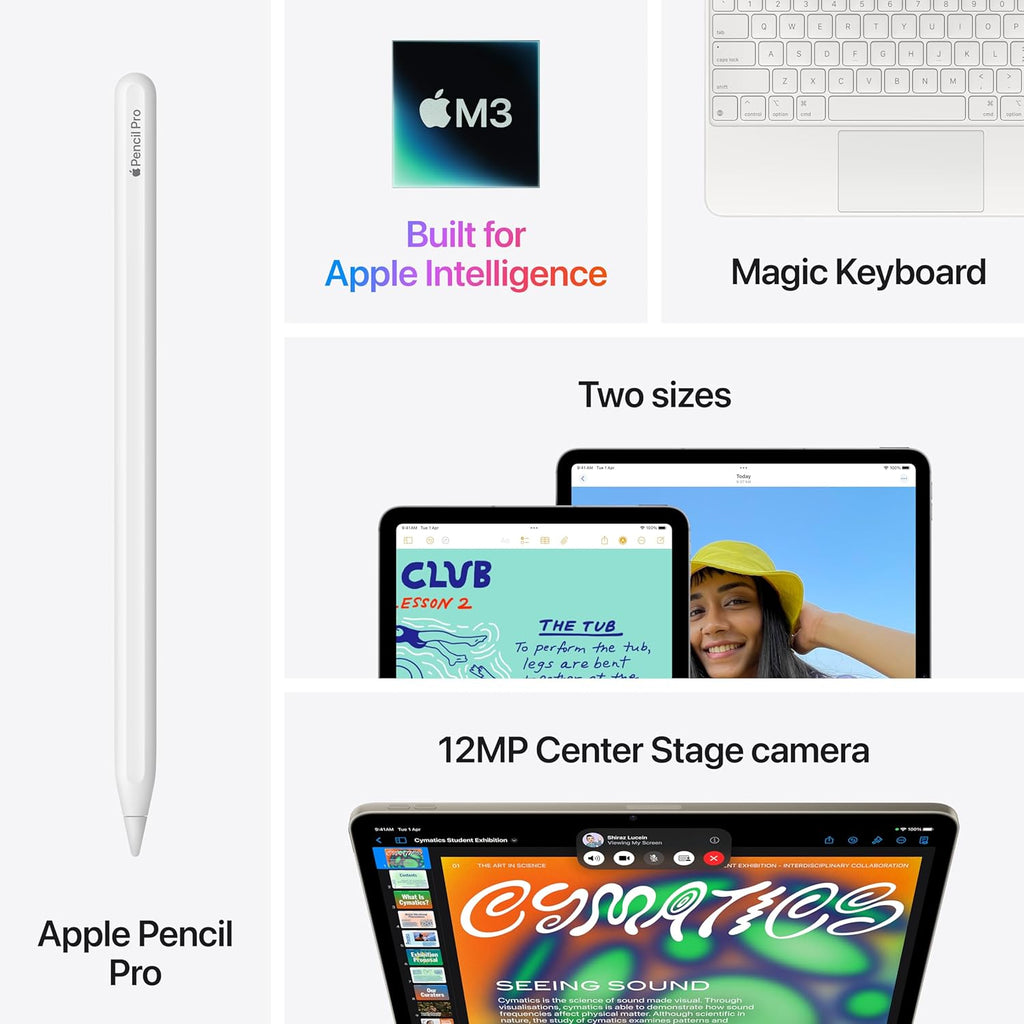 Apple iPad Air 11″ with M3 chip: Built for Apple Intelligence, Liquid Retina Display, 128GB, 12MP Front/Back Camera, Wi-Fi 6E, Touch ID, All-Day Battery Life — Space Gray