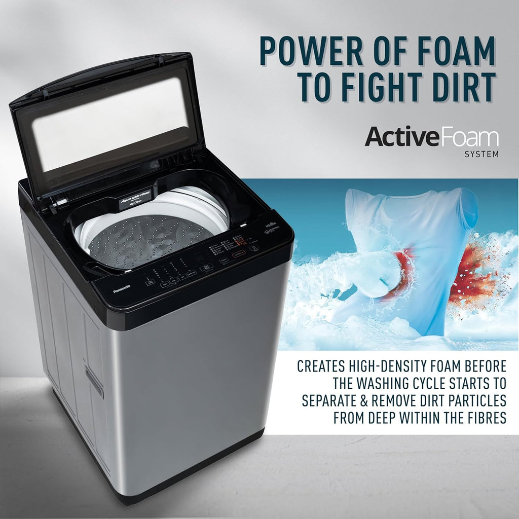 Panasonic 8 Kg Wifi Fully-Automatic Top Loading Smart Washing Machine (NA-F80CH3CRB, Charcoal Inox Grey, Drynamic Spin)