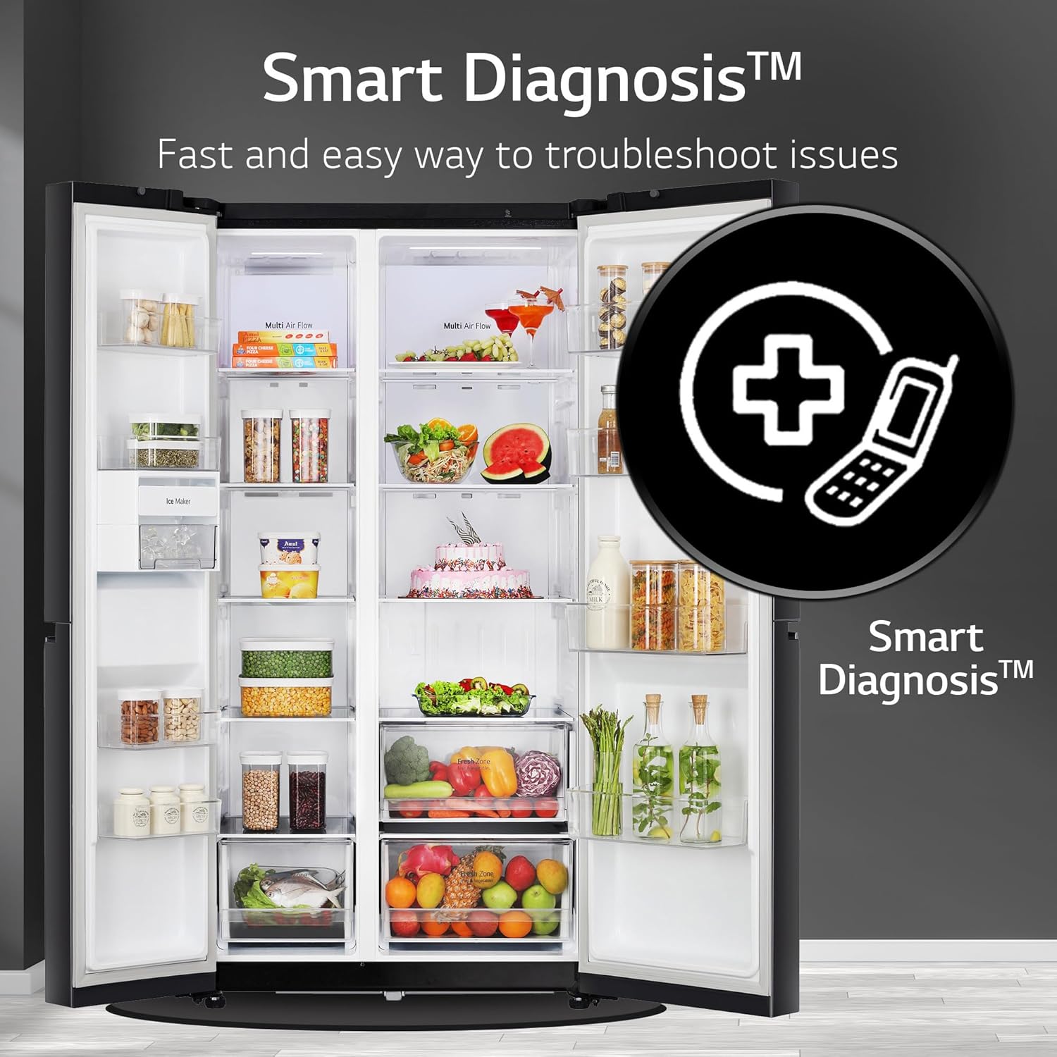 LG 655 L Frost Free Smart Inverter Double Door Side by Side Refrigerator (GL-B257HWBY, Western Black, Express Freezing | Multi Air-Flow)