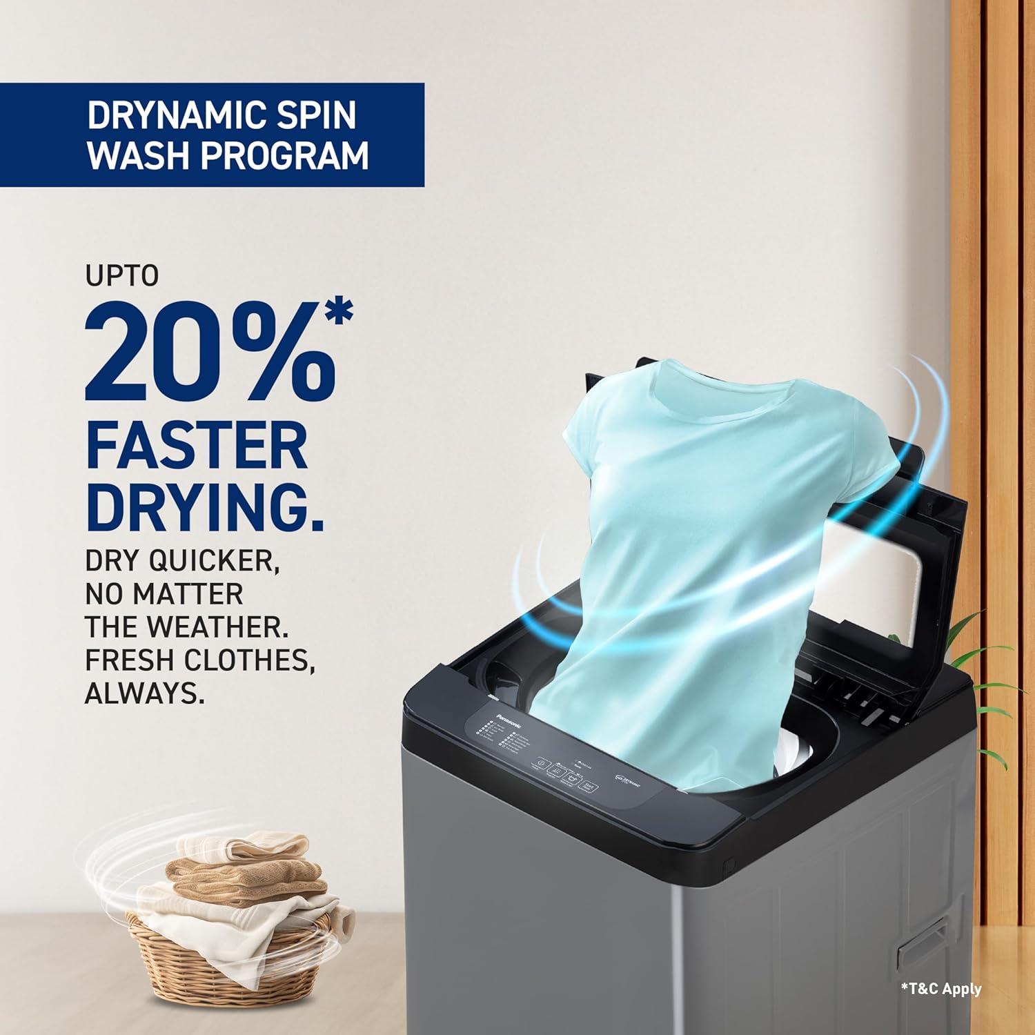 Panasonic 8 Kg Wifi Fully-Automatic Top Loading Smart Washing Machine (NA-F80CH4CRB, Charcoal Inox Grey, 2025 Model, Drynamic Spin)