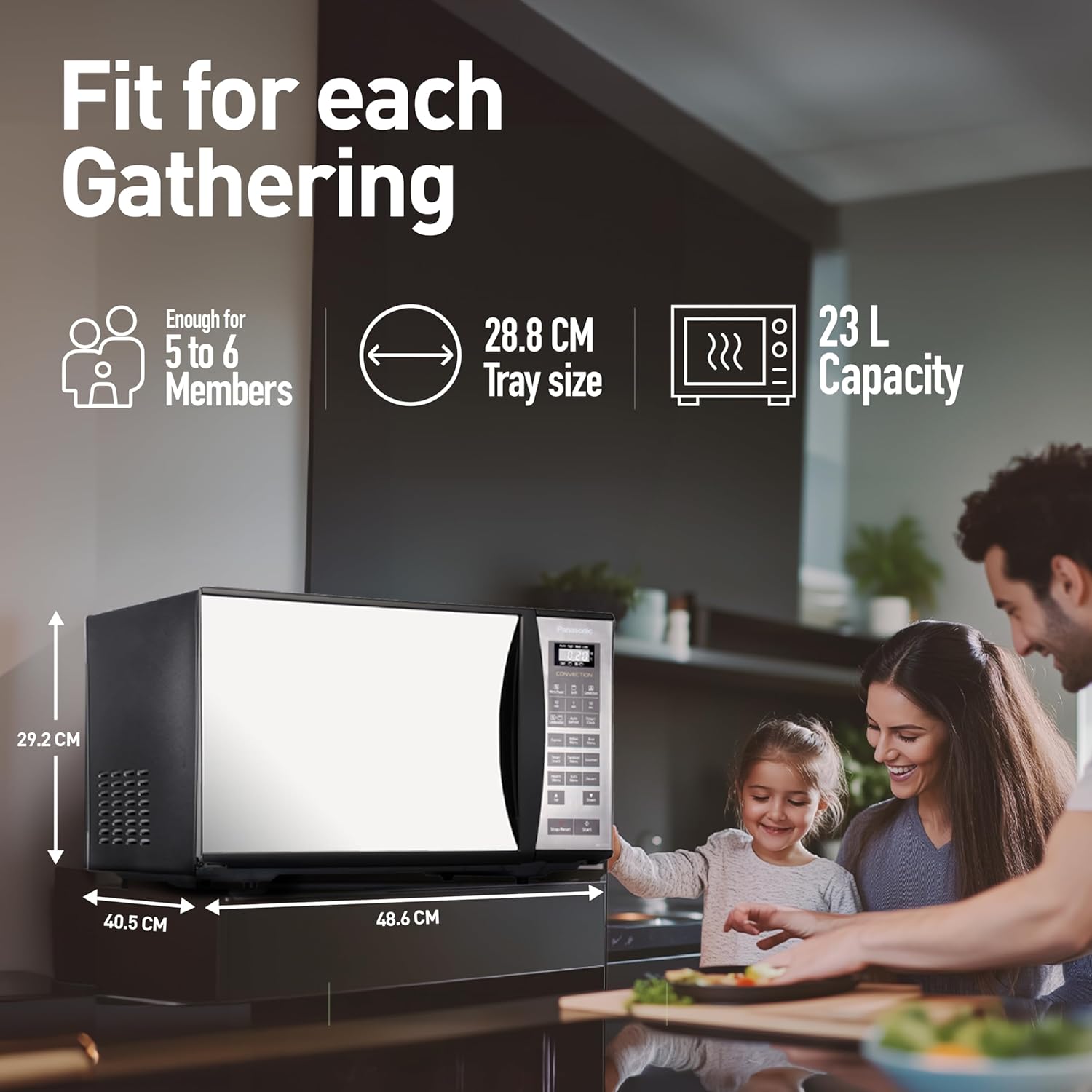 Panasonic 23L Convection Microwave Oven(NN-CT353BFDG,Black Mirror, 360° Heat Wrap, Magic Grill)