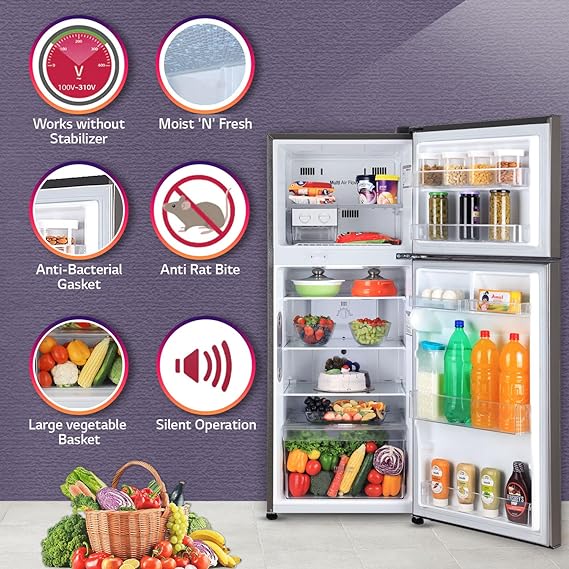 LG 242 L 3 Star Smart Inverter Frost-Free Double Door Refrigerator(GL-I292RPZX, Shiny Steel, Door Cooling+)