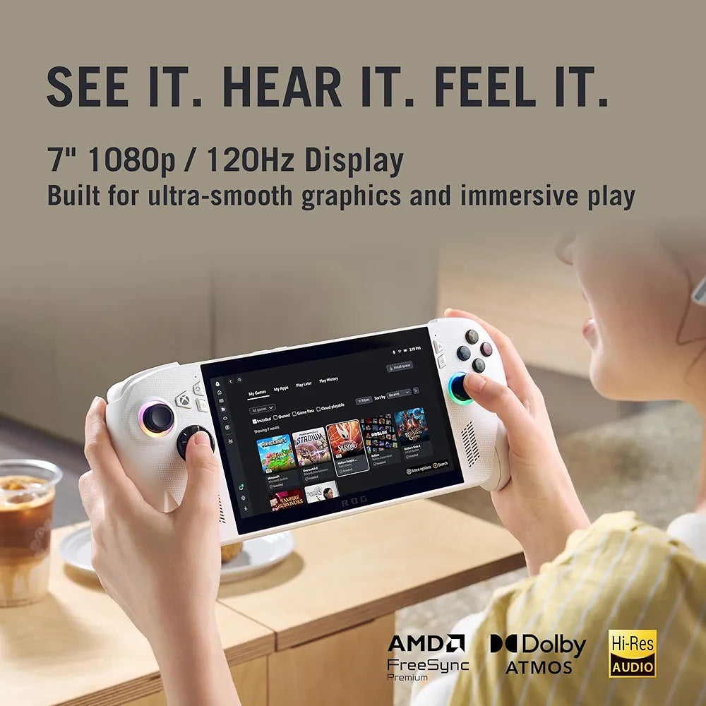 ASUS ROG XBOX Ally , AMD Ryzen Z2 A Processor,16GB RAM, 512GB SSD, 7"/17.8cm, FHD, Touchscreen,120Hz, 500 nits, Windows 11 Home, White, 670g, RC73YA-NH010W,AMD Radeon Graphics,Gaming Handheld PC