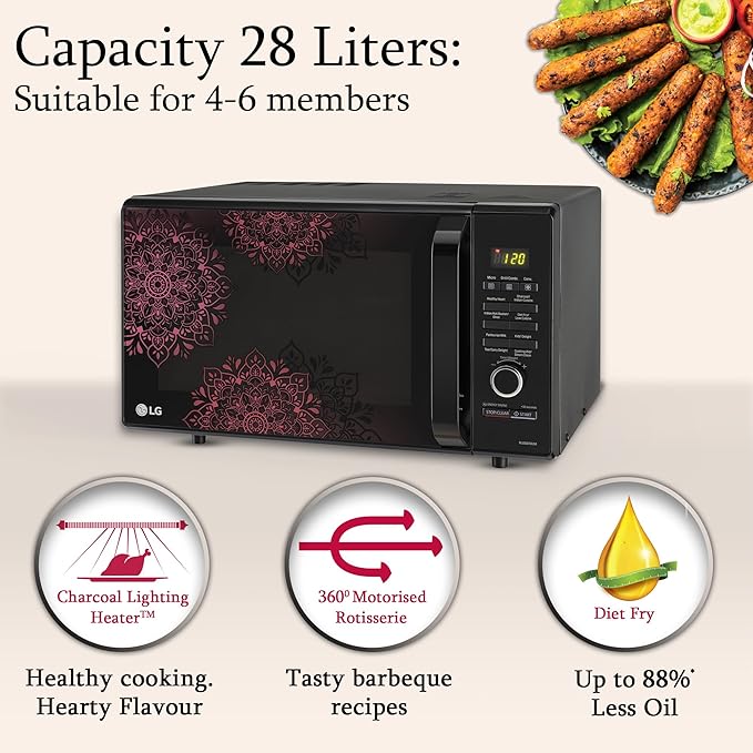 LG 28 L Charcoal Convection Healthy Microwave Compact Oven(Mj2887Bium, Black)