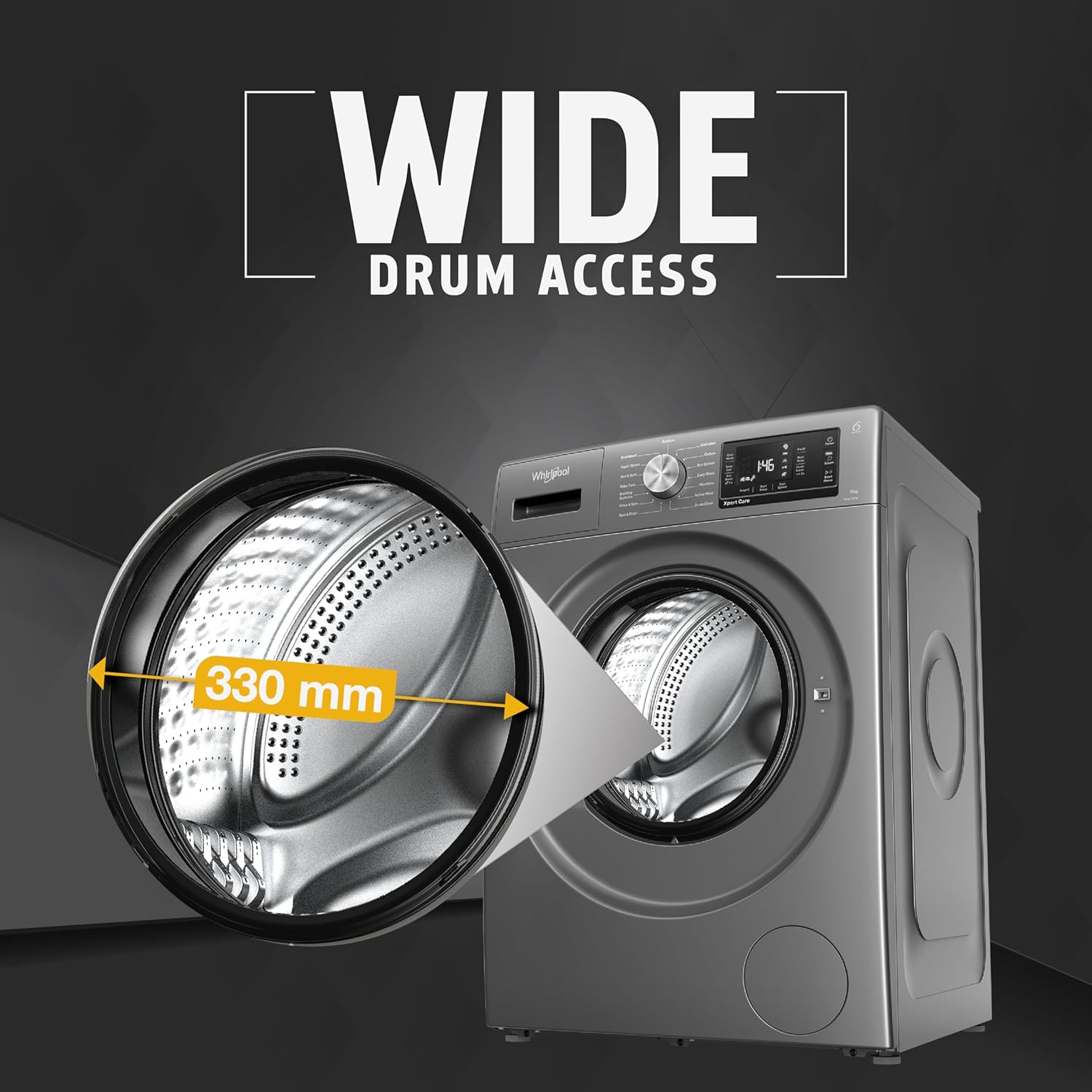 Whirlpool 8 Kg 5 Star Inverter Front Load Fully Automatic Washing Machine with In-Built Heater (XS8014BYM52E, MidNight Grey, Steam Technology, 100+ Tough Stains, 6th Sense Soft Move, 2024 Model)(Touched Up)
