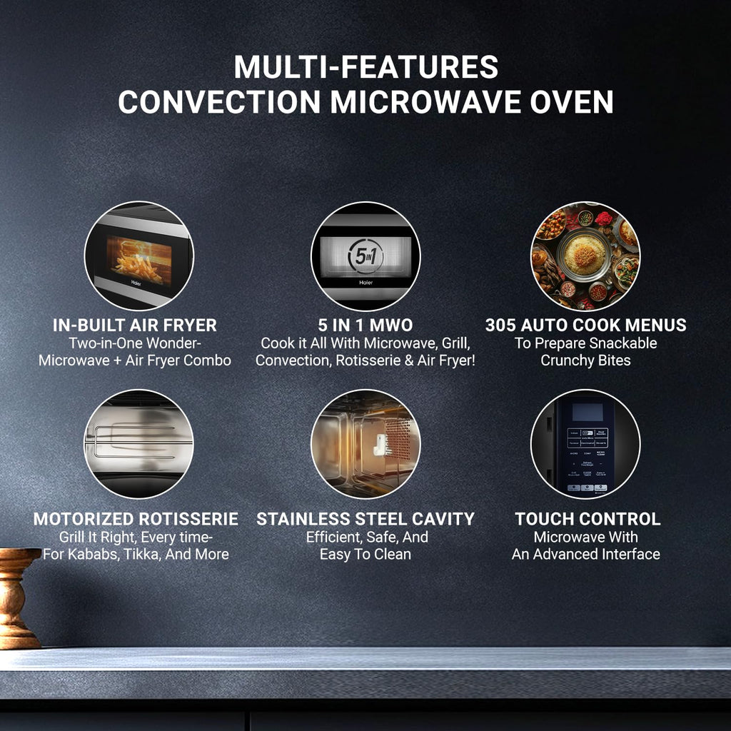 Haier 30L Convection Microwave Oven (HIL3001ARSB, Black) (Minor Dent)