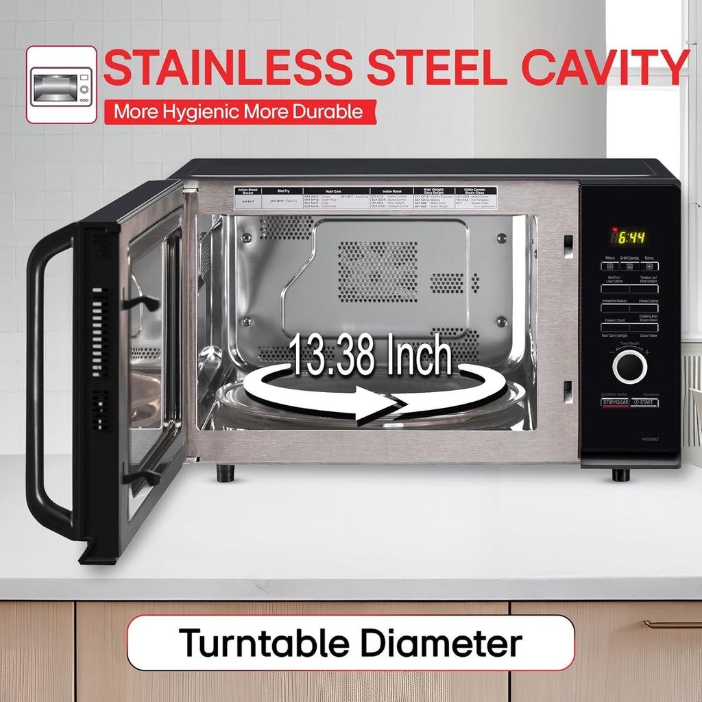 LG 32 L Convection Microwave Oven (MC3286BLT, Black, Auto Cook Menu, Diet Fry and with Stainless Steel Cavity)