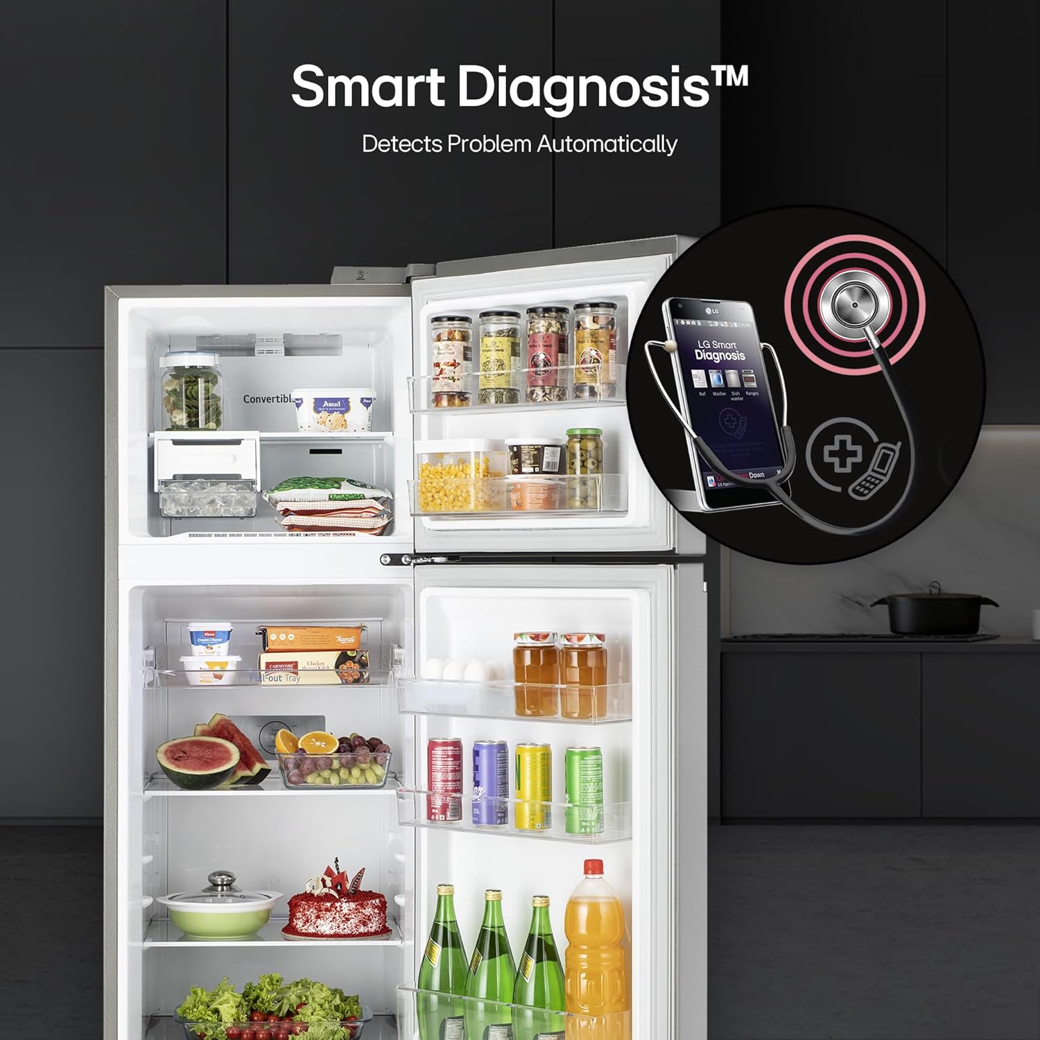 LG 272 L 3 Star Frost-Free Smart Inverter Compressor Double Door Refrigerator (GL-S312SPZX, Shiny Steel, Convertible & Multi Air Flow Cooling)