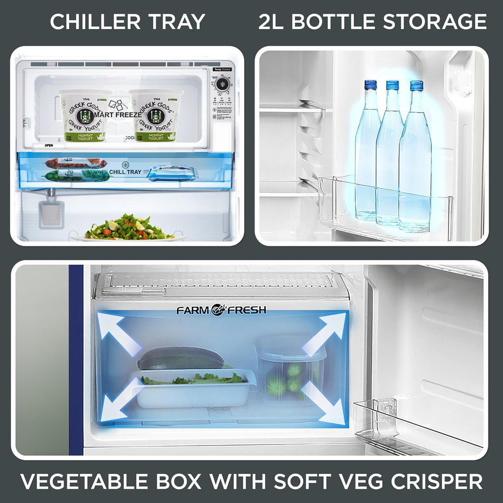 Midea 215 L 3 Star Direct Cool Refrigerator (MRD215D3HPDB, Blue, Big Flower, 2025 Model)