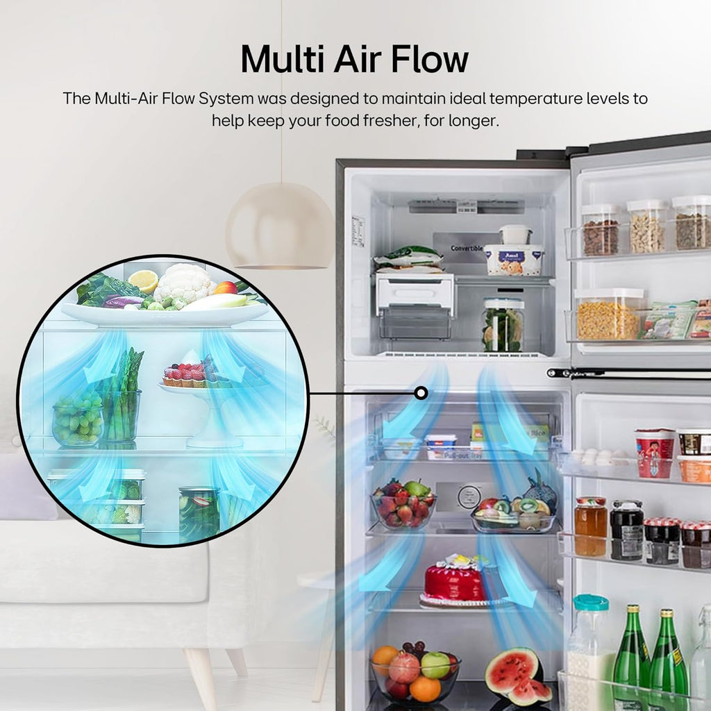 LG 322 L 3 Star Frost-Free Smart Inverter Double Door Refrigerator (GL-S342SDSX, Dazzle Steel, Convertible with Express Freeze)