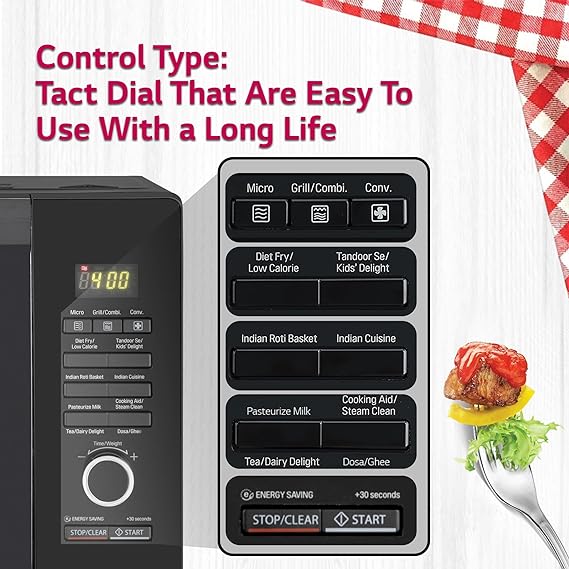 LG 32 L Convection Healthy Microwave Oven (MC3286BLU, Black, Diet Fry & Motorized Rotisserie) - 2023 Model