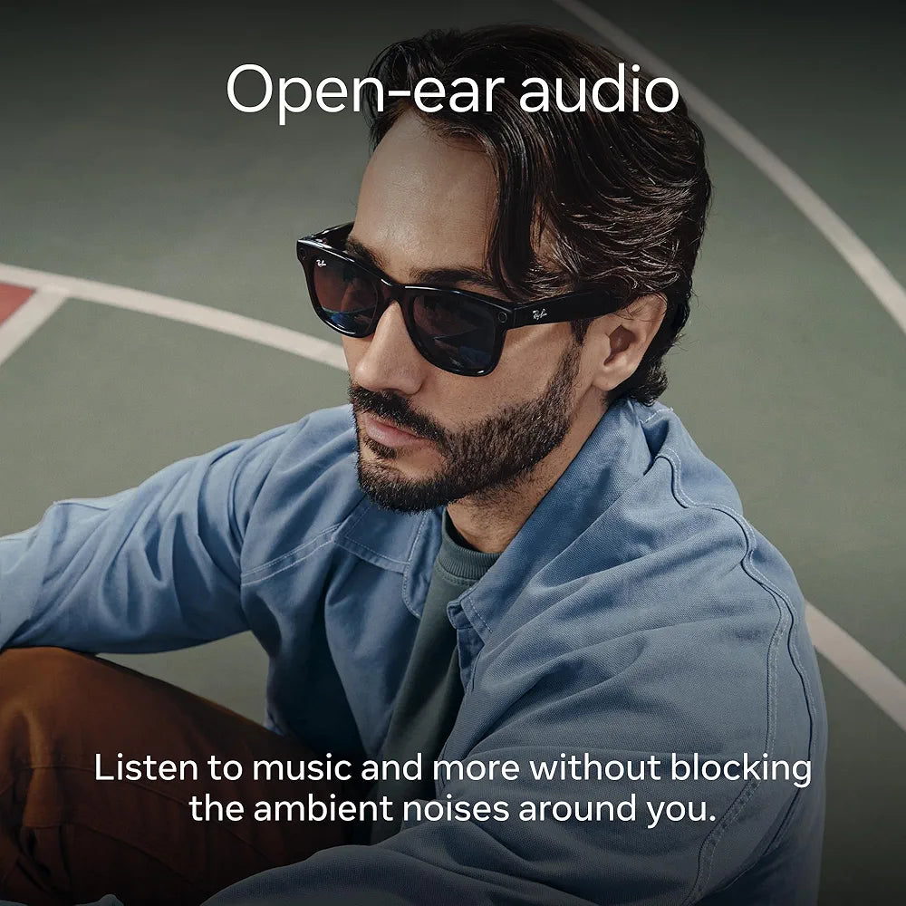 Ray-Ban Meta , Wayfarer, Large Matte Black | Smart AI Glasses for Men, Women, 12MP Ultra-Wide Camera, Open-Ear Speakers for Audio, Video Recording and Bluetooth. Transitions® Graphite Green.