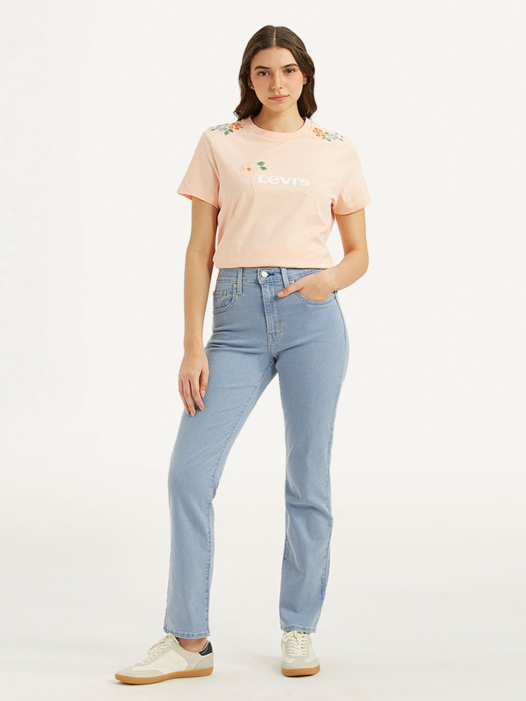 Women's 724 Light Blue Slim Straight Fit High Rise Jeans