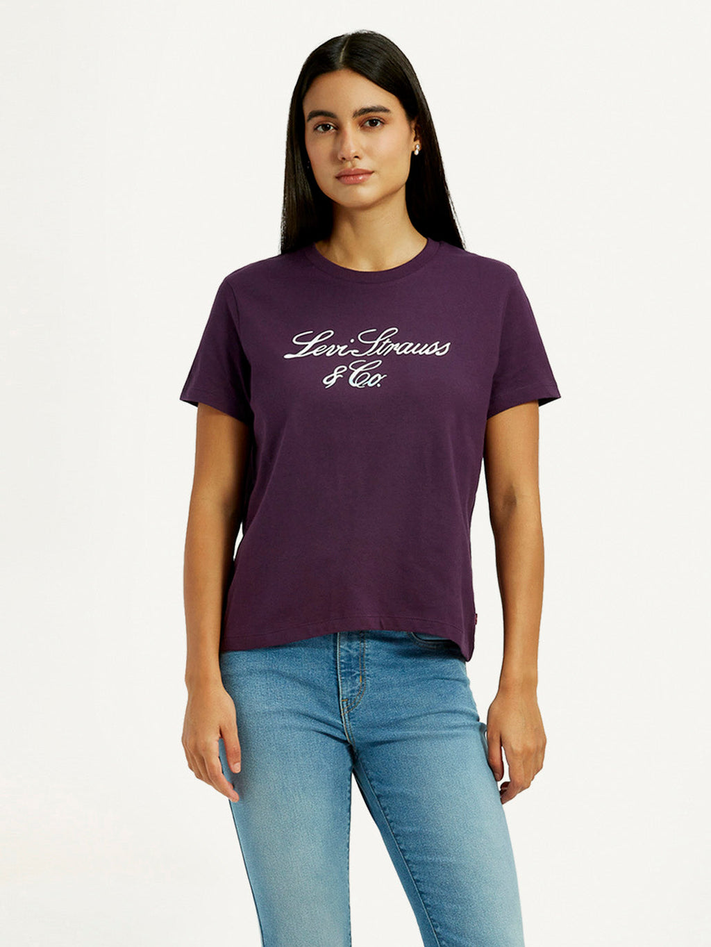 Women's Typography Purple Crew Neck T-shirt