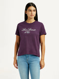 Women's Typography Purple Crew Neck T-shirt