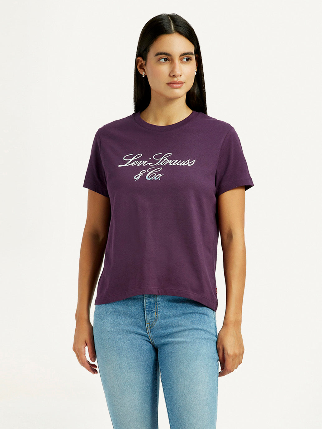 Women's Typography Purple Crew Neck T-shirt