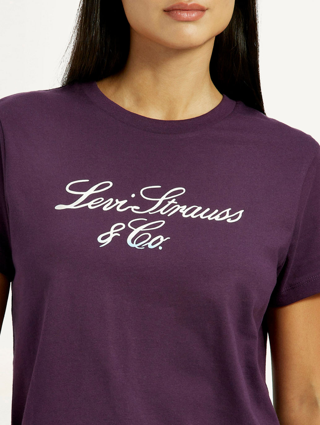 Women's Typography Purple Crew Neck T-shirt