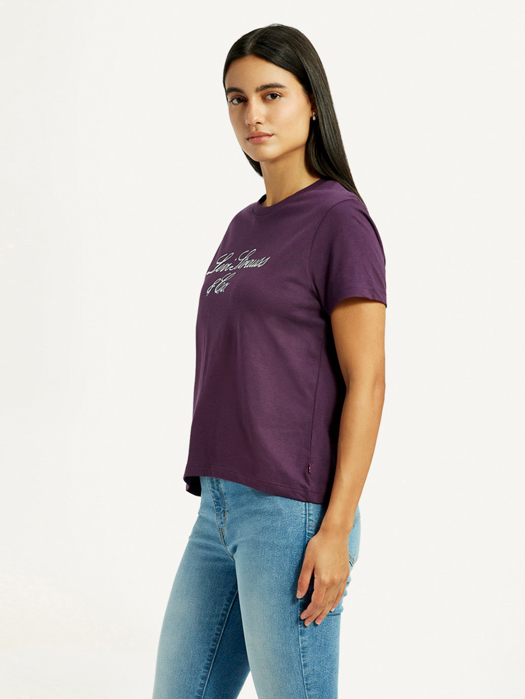 Women's Typography Purple Crew Neck T-shirt