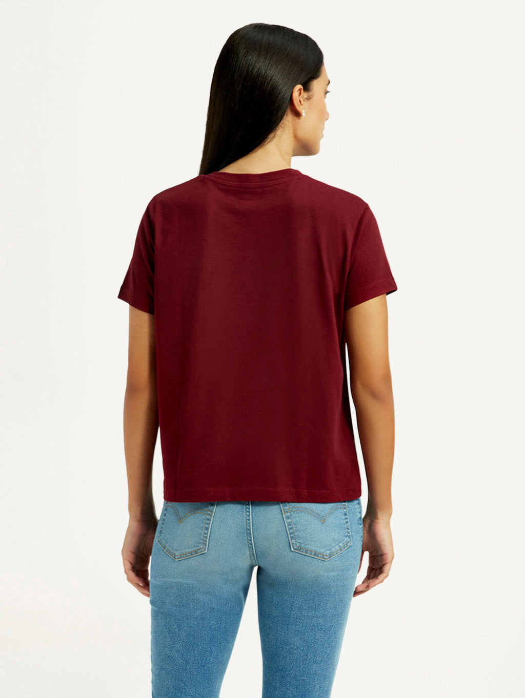 Women's Typographic Print Maroon Relaxed Fit T-shirt