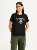 Women's Graphic Print Black Relaxed Fit T-shirt