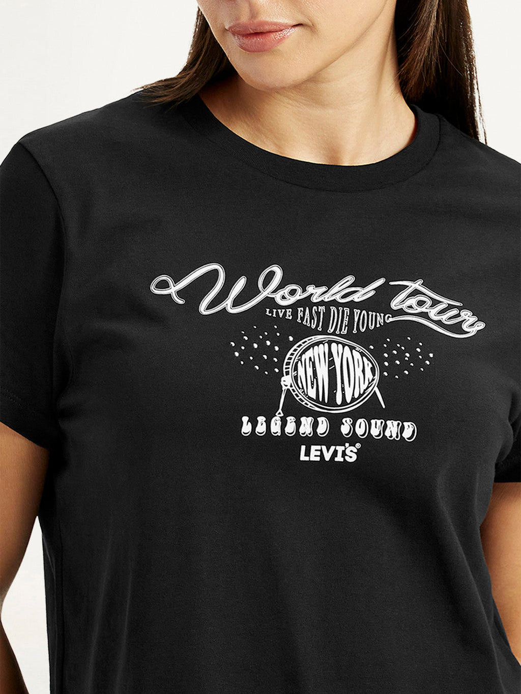 Women's Graphic Print Black Relaxed Fit T-shirt