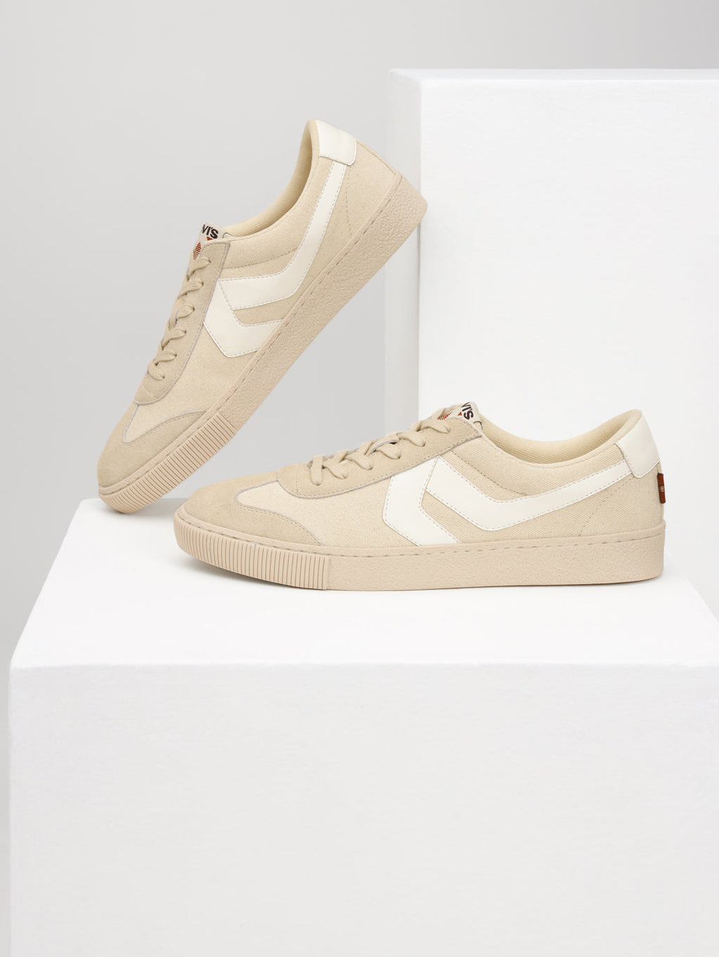 Men's Beige Colorblock Sneakers