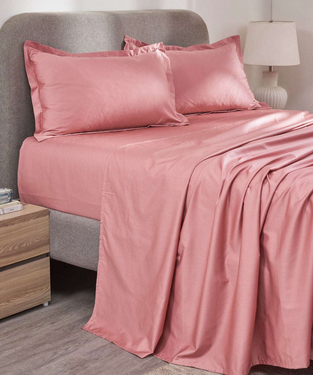 Indulgence Solid King Bedsheet, Teal- Mist |300 TC Cotton|2 Pillow Covers|Thermal Regulation