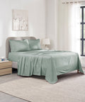 Indulgence Solid King Bedsheet, Teal- Mist |300 TC Cotton|2 Pillow Covers|Thermal Regulation