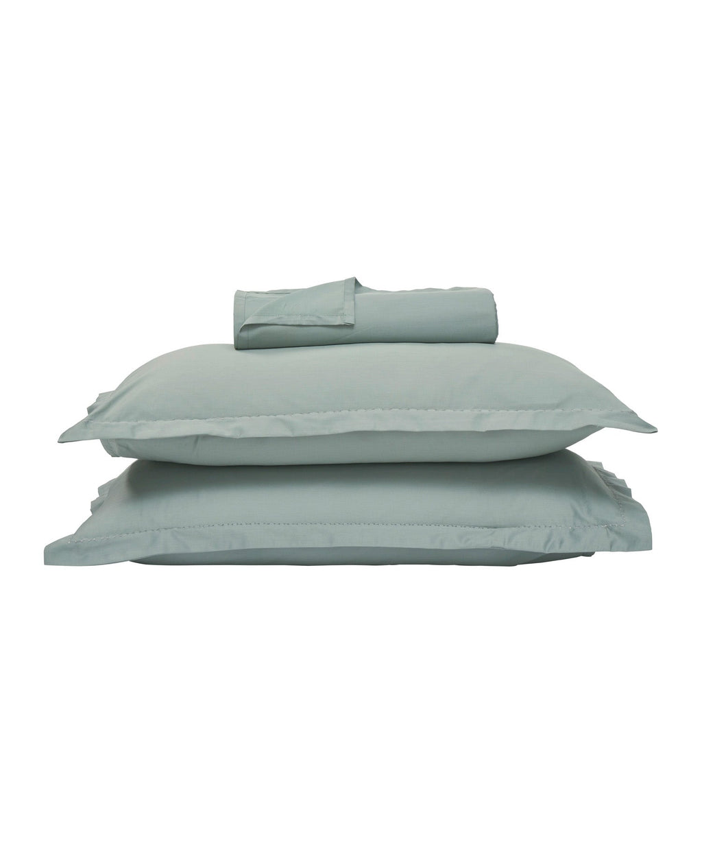 Indulgence Solid King Bedsheet, Teal- Mist |300 TC Cotton|2 Pillow Covers|Thermal Regulation