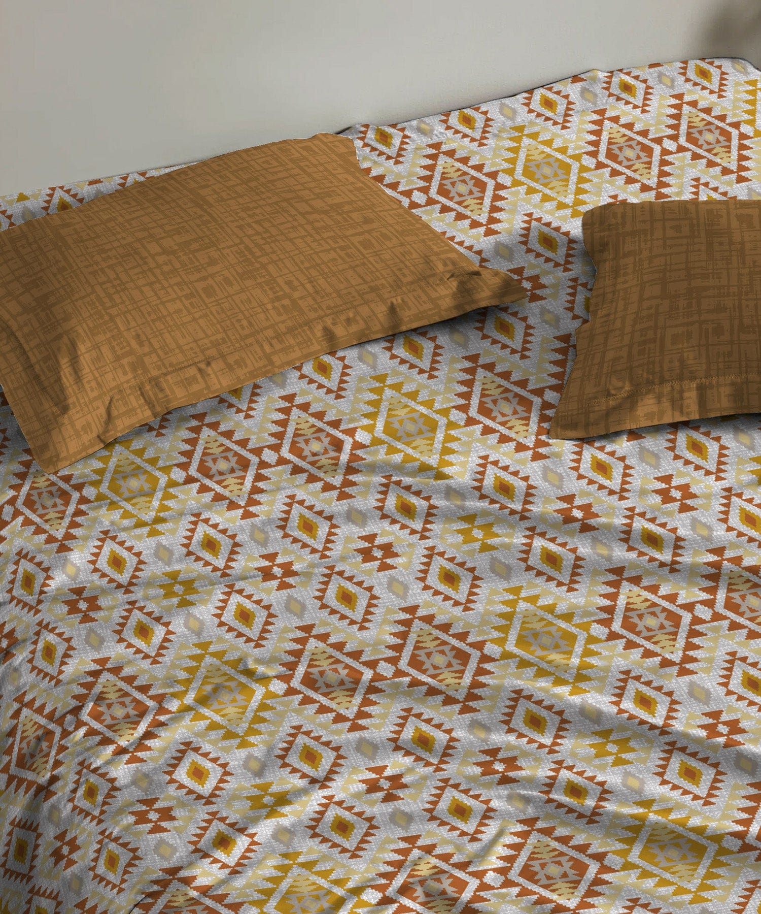 Urban Comfort Queen Bedsheet Set, Aria Yellow|144 TC Cotton|2 Pillow Covers