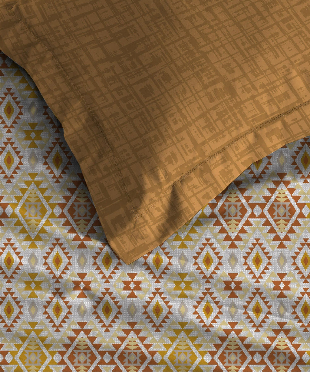 Urban Comfort Queen Bedsheet Set, Aria Yellow|144 TC Cotton|2 Pillow Covers