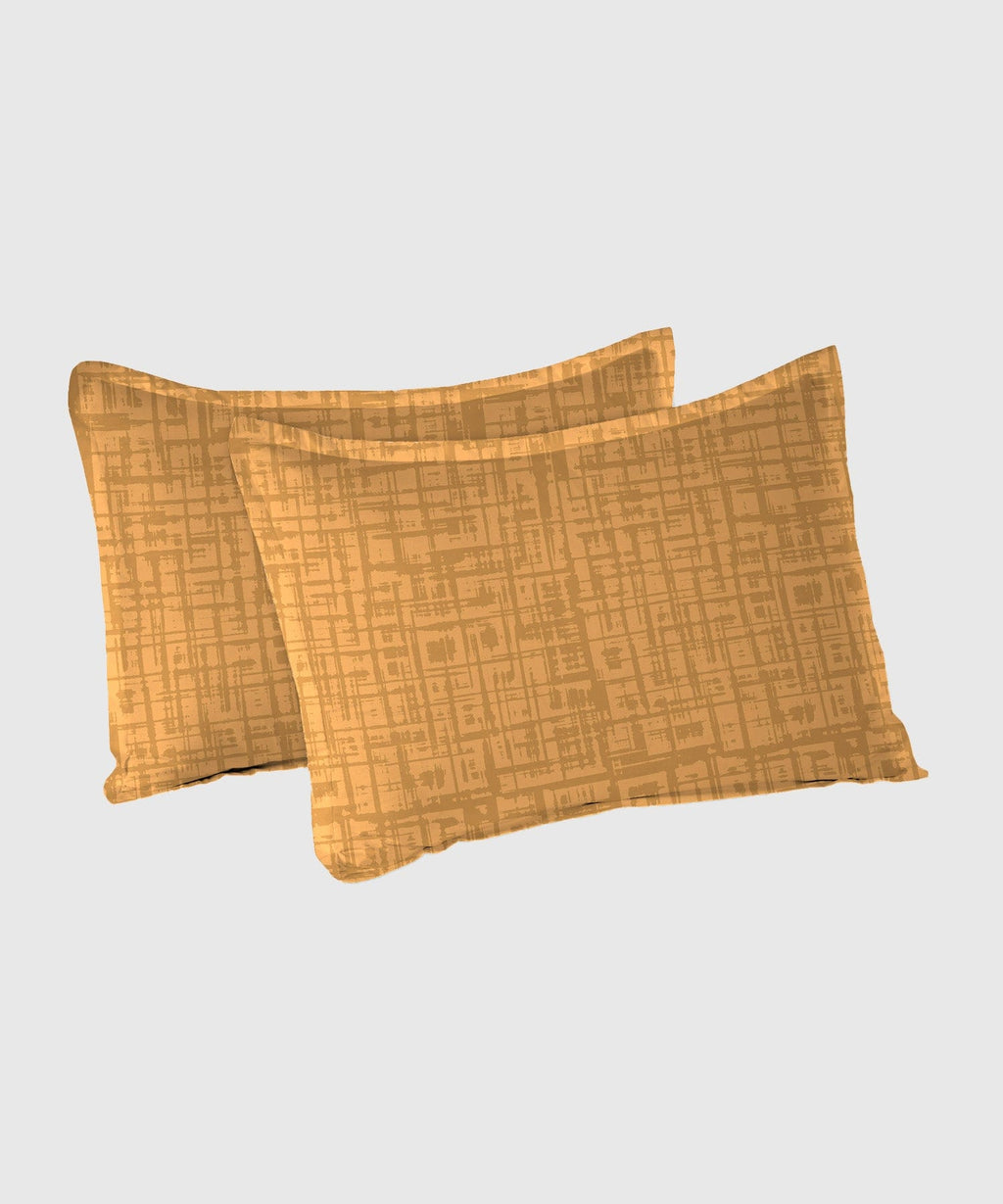 Urban Comfort Queen Bedsheet Set, Aria Yellow|144 TC Cotton|2 Pillow Covers