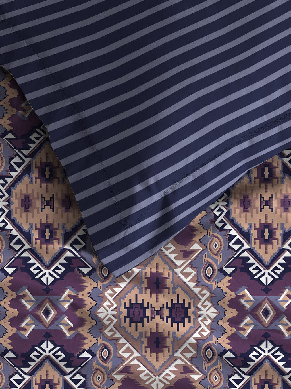 Urban Comfort Queen Bedsheet Set, Modern Indigo|144 TC Cotton|2 Pillow Covers