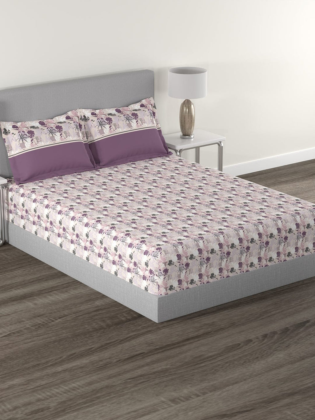 Epitome Queen Bedsheet Set, Adele|144TC Cotton| 2 Pillow Covers