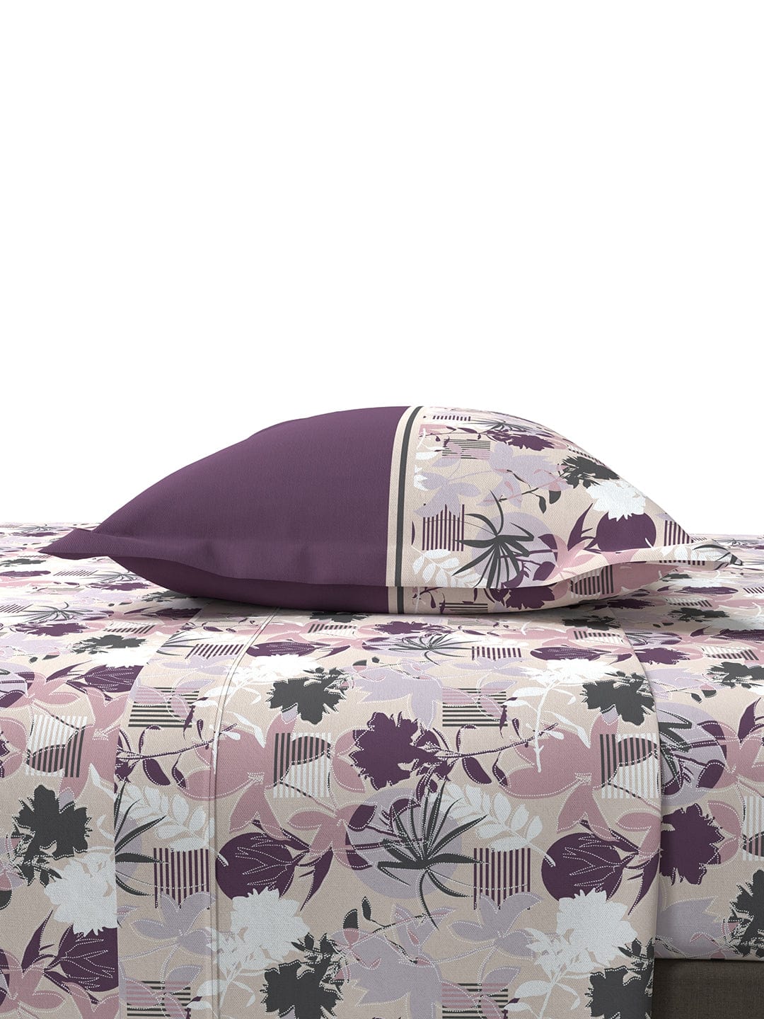 Epitome Queen Bedsheet Set, Adele|144TC Cotton| 2 Pillow Covers