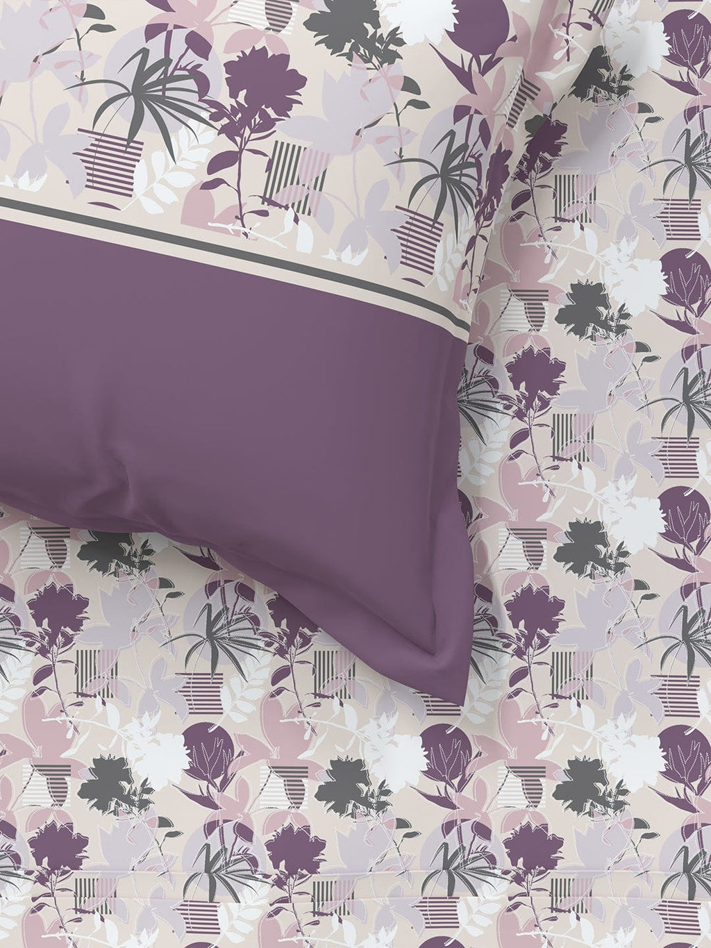 Epitome Queen Bedsheet Set, Adele|144TC Cotton| 2 Pillow Covers