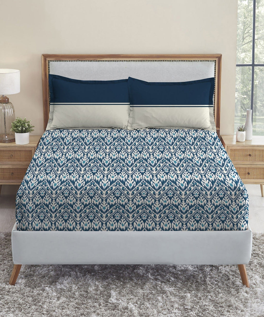 Urban Comfort Queen Bedsheet Set, Classic Audrey|144 TC Cotton|2 Pillow Covers