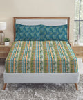 Urban Comfort Queen Bedsheet Set, Midnight Bloom|144 TC Cotton|2 Pillow Covers