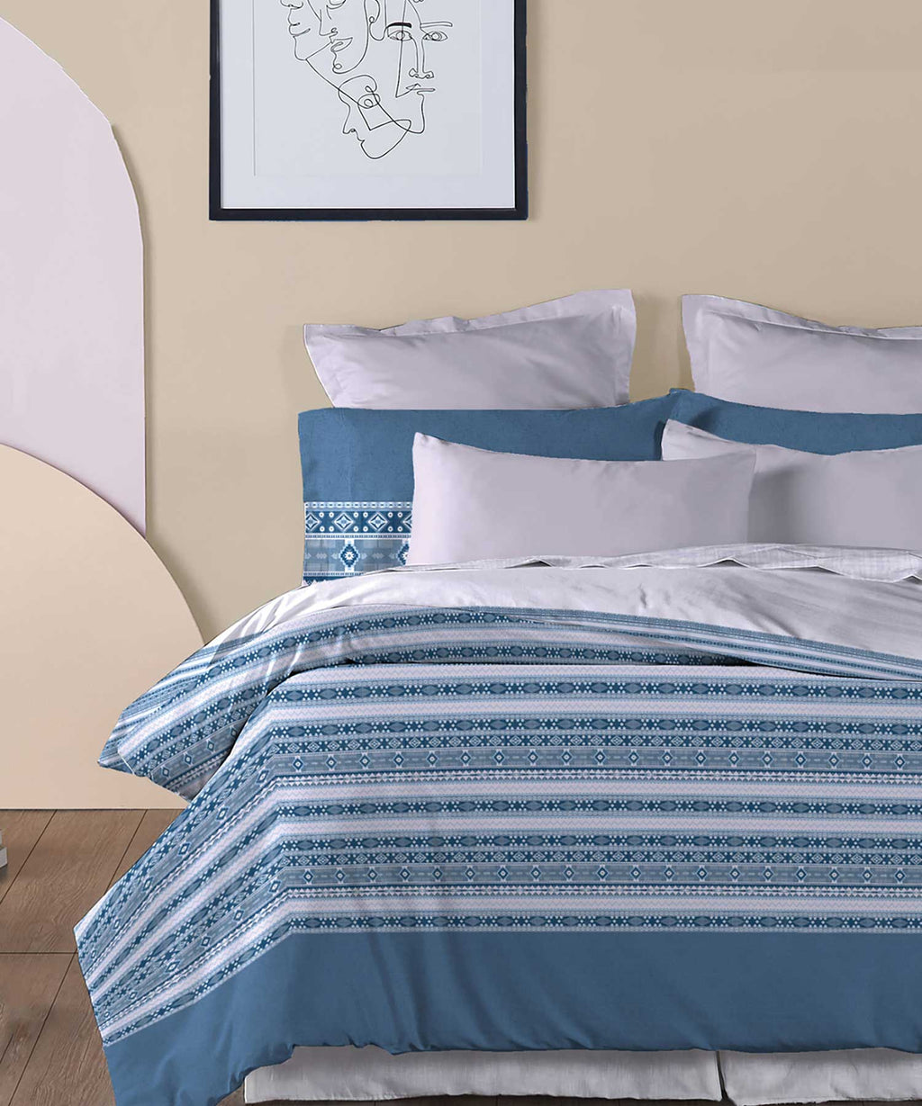 Soft Comfort King Bedsheet Set, Ice Dust| 210 TC Cotton|2 Pillow Covers