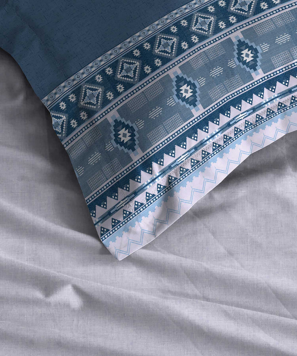 Soft Comfort King Bedsheet Set, Ice Dust| 210 TC Cotton|2 Pillow Covers