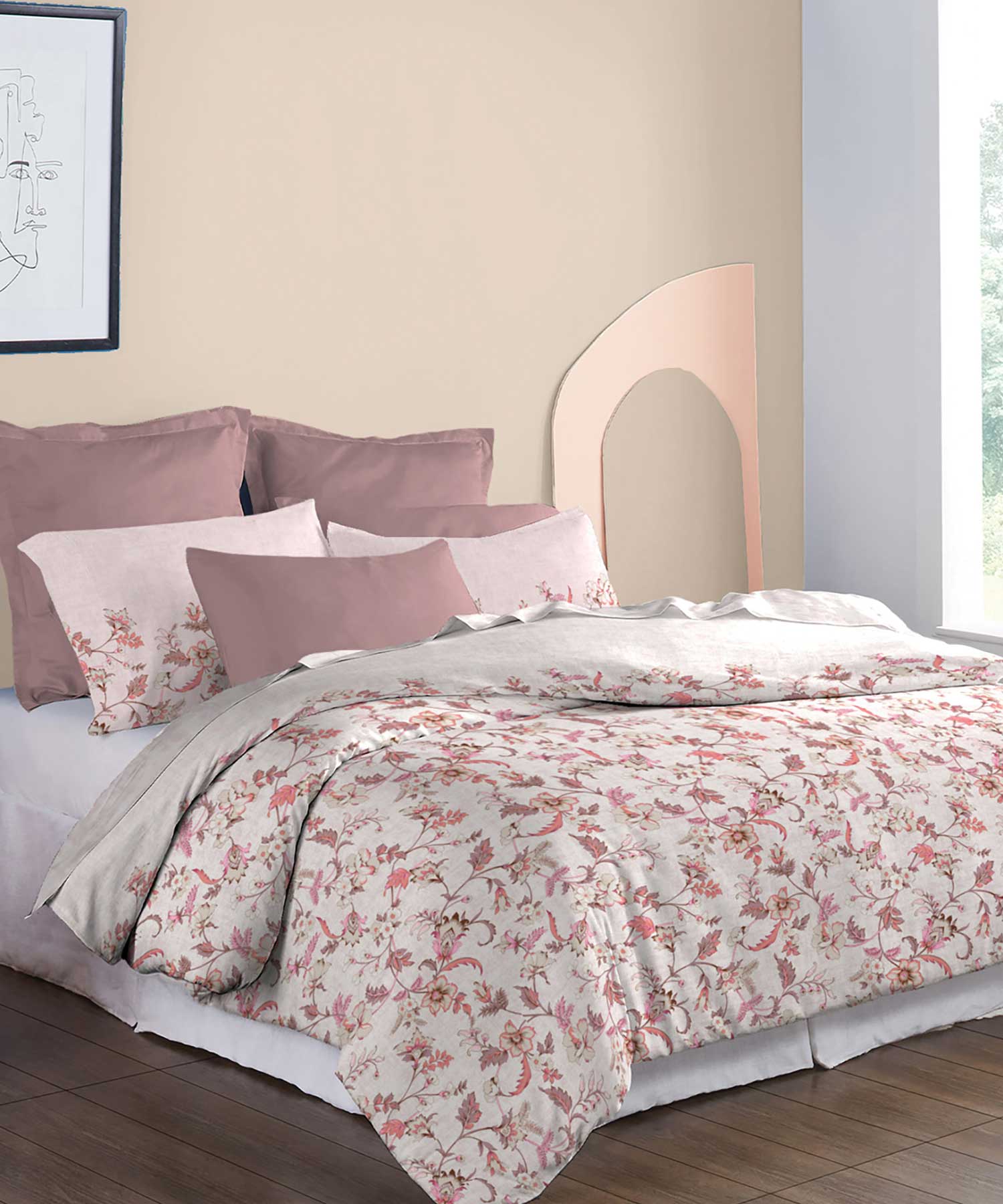 Soft Comfort King Bedsheet Set, Oriental| 210 TC Cotton|2 Pillow Covers