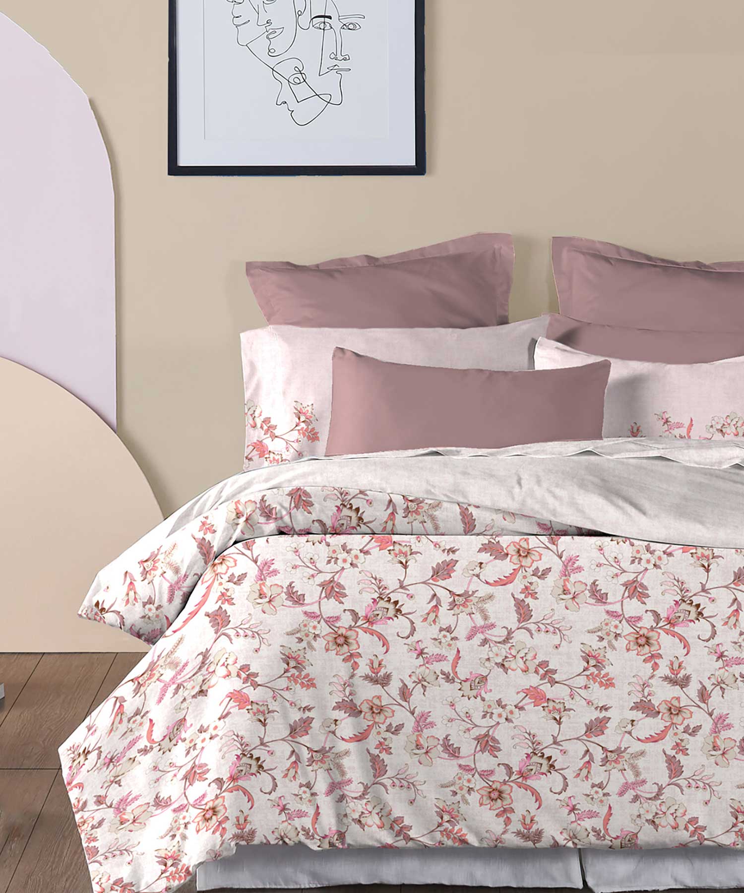 Soft Comfort King Bedsheet Set, Oriental| 210 TC Cotton|2 Pillow Covers