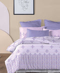 Soft Comfort King Bedsheet Set, Lilac Affair| 210 TC Cotton|2 Pillow Covers