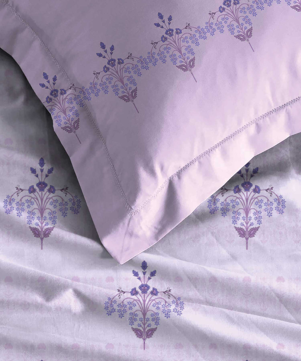 Soft Comfort King Bedsheet Set, Lilac Affair| 210 TC Cotton|2 Pillow Covers