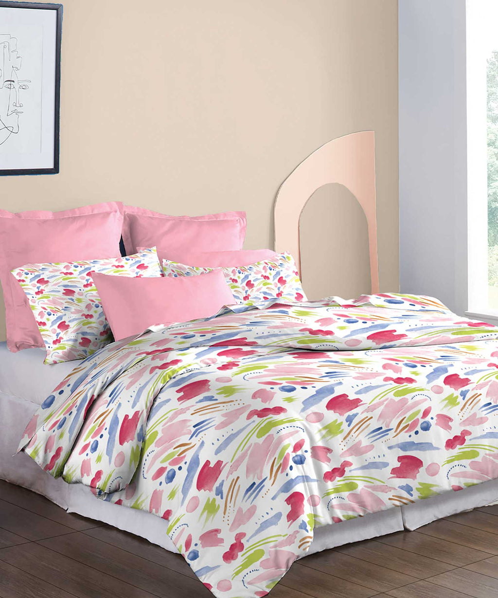 Soft Comfort King Bedsheet Set, Sweet Temptation| 210 TC Cotton|2 Pillow Covers
